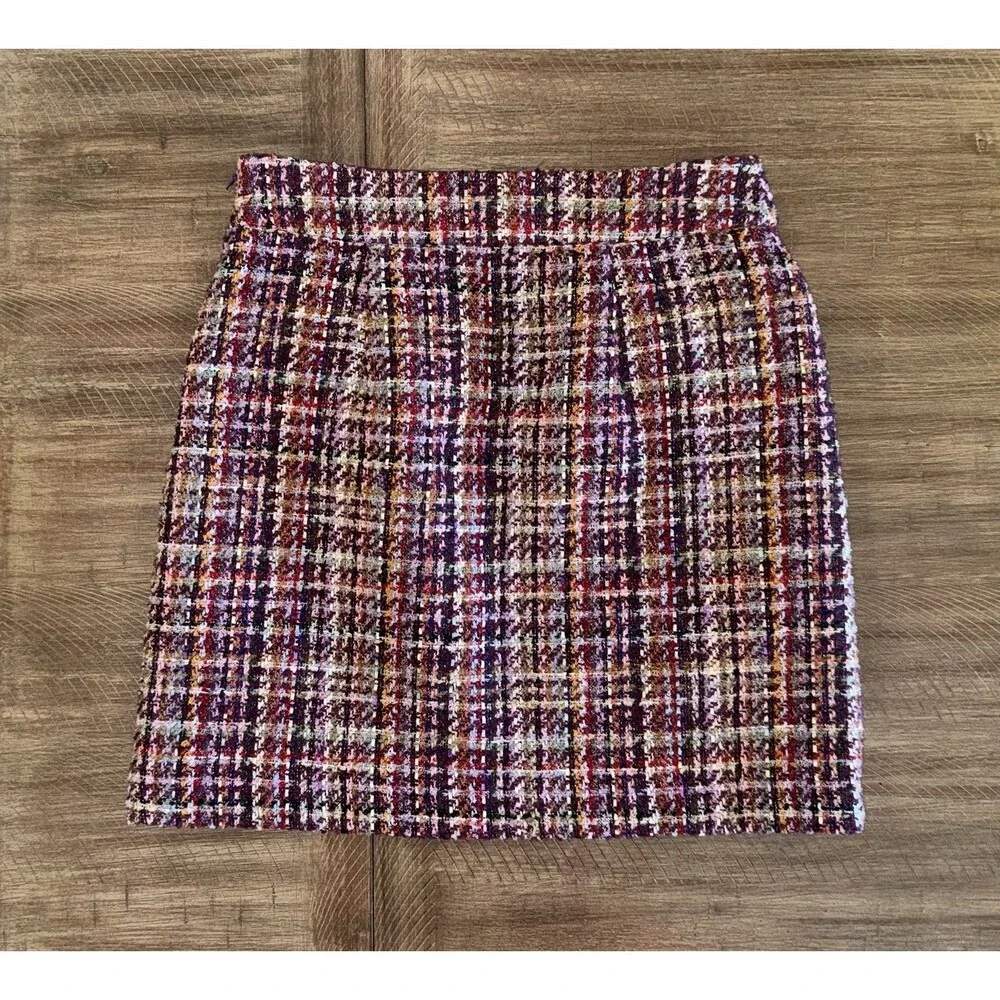 Ann Taylor LOFT Multicolor Tweed Pencil Straight Mini Skirt Women’s Size 2